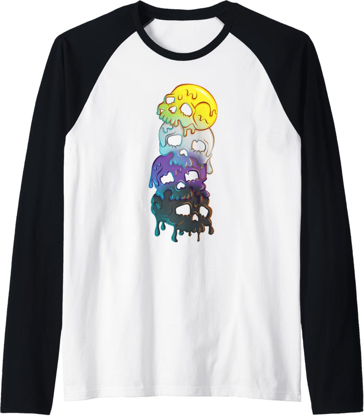 Non-Binary Pride-Flagge Gothik-Schädel Nonbinary Raglan