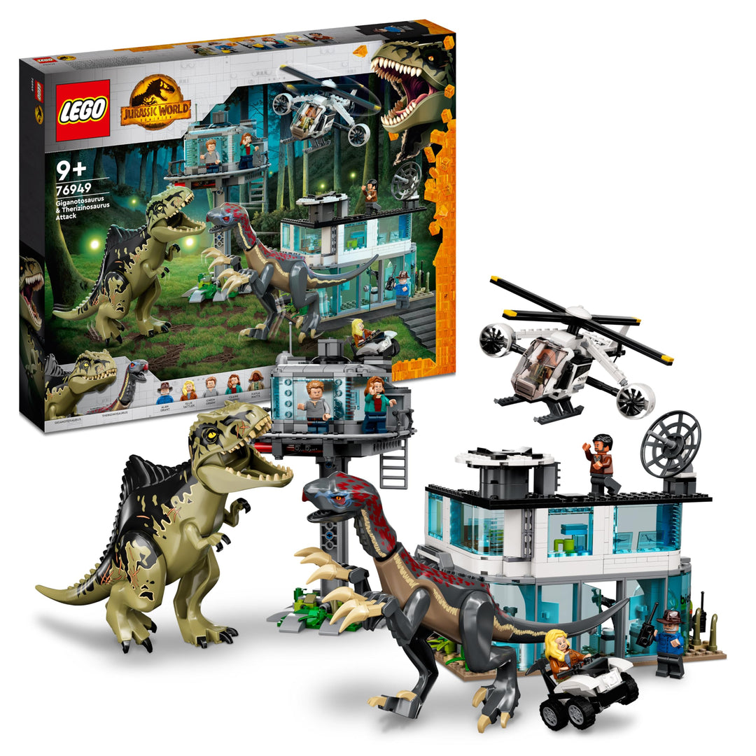 LEGO 76949 Jurassic World Giganotosaurus & Therizinosaurus Angriff, Dinosaurier Spielzeug mit Hubsch