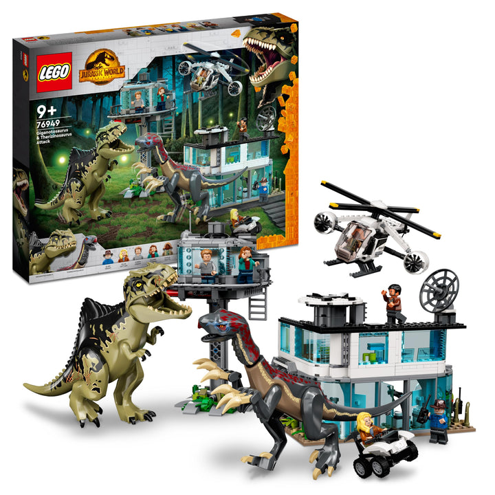 LEGO 76949 Jurassic World Giganotosaurus & Therizinosaurus Angriff, Dinosaurier Spielzeug mit Hubsch