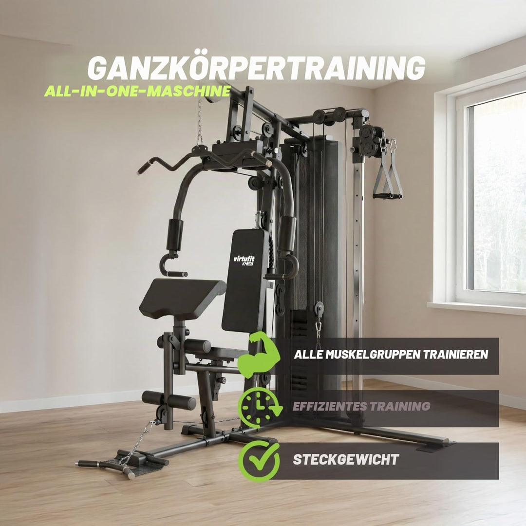 VirtuFit KH200 Homegym Kraftstation – Multifunktionales Fitness‑Kraftgerät mit 80 kg Gewichtsstapel,