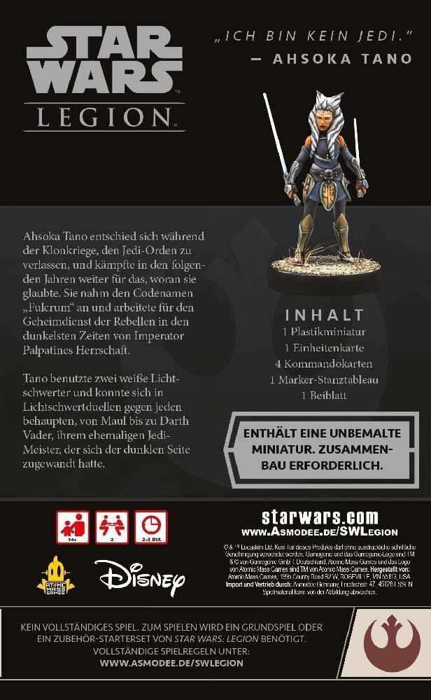 Atomic Mass Games | Star Wars Legion – Ahsoka Tano | Agent-Erweiterung | Tabletop | 2 Spieler | Ab 1