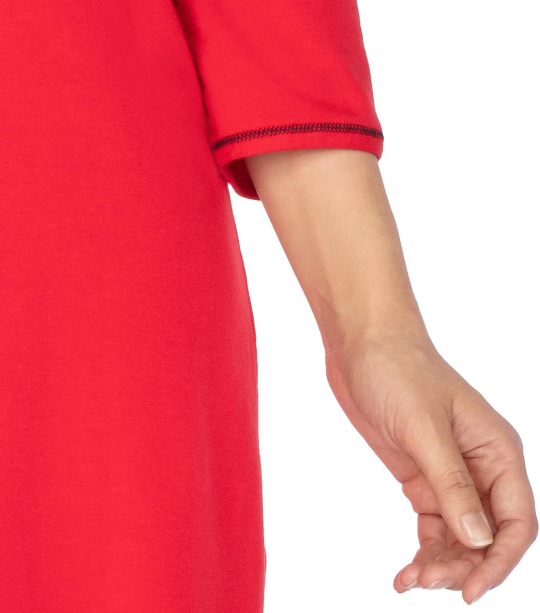 e.Femme® Damen Nachthemd Jenny 1113 aus 93% Baumwolle und 7% Elasthan, mit Eule Rot 36, Rot 36