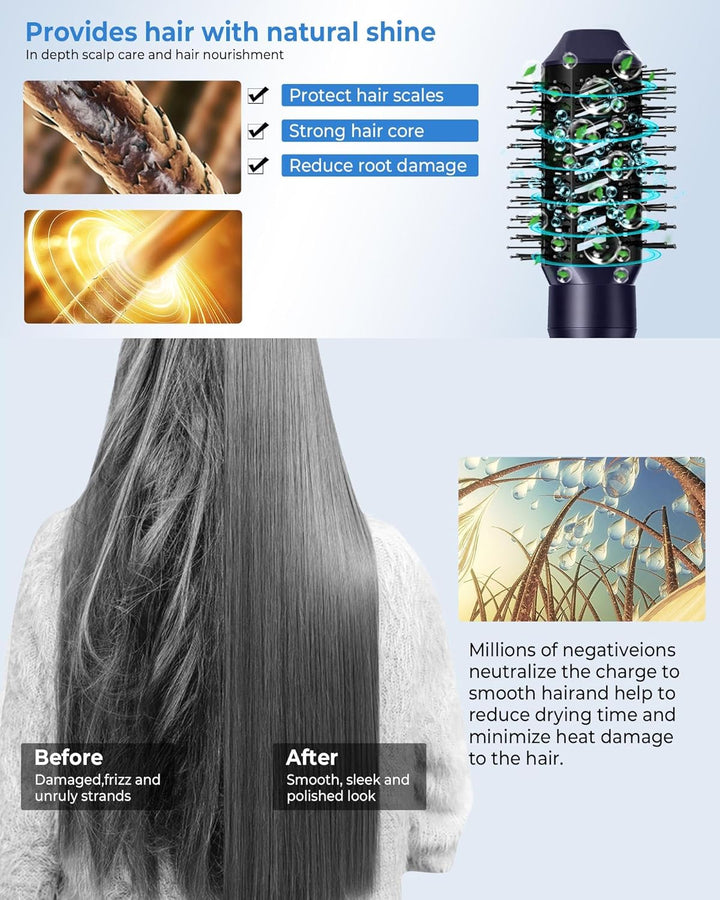 Airstyler 6 in 1 mit Luft-Lockenstab 1000W Ionen Haartrockner Hairstyler Warmluftbürste Rundbürstenf
