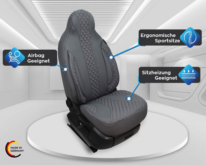 BREMER SITZBEZÜGE Mass Piloten Auto Schonbezüge kompatibel mit Dacia Spring Fahrer & Beifahrer ab 20