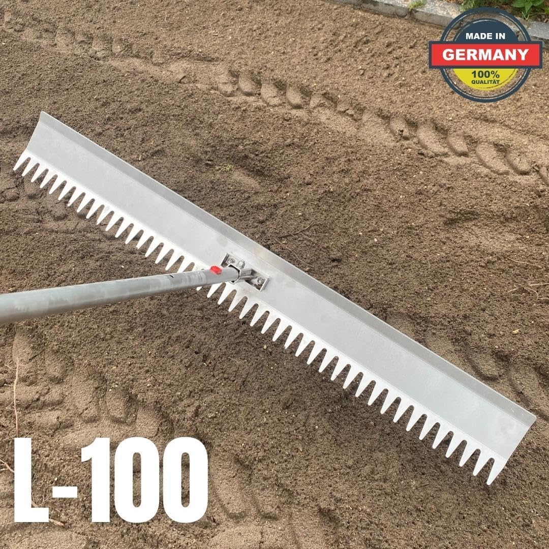 RISISANI® Rechen | Breite 100 cm | 100% Made in Germany | Ohne Stiel mit optionalem Adapter für Gard