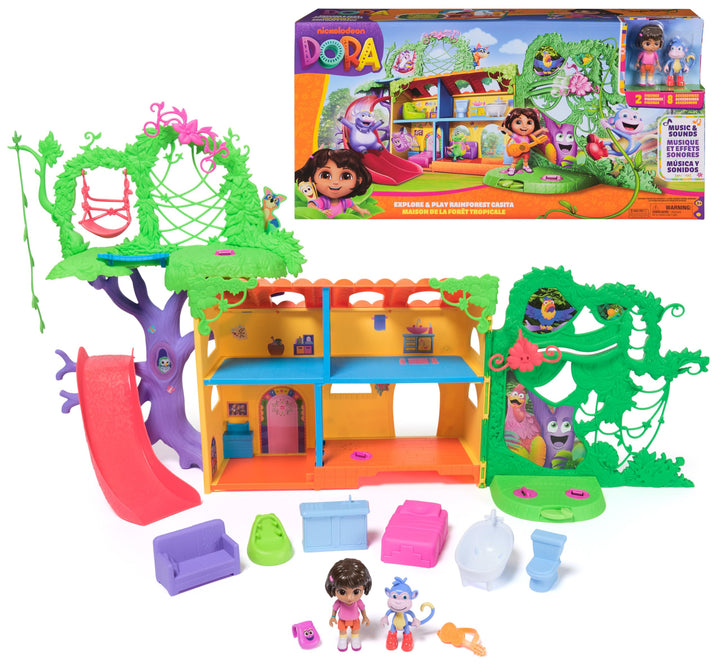 Dora Regenwald Casita Spielset - mit 2 Figuren, 8 Accessoires, 2 Songs und Geräuscheffekten aus der