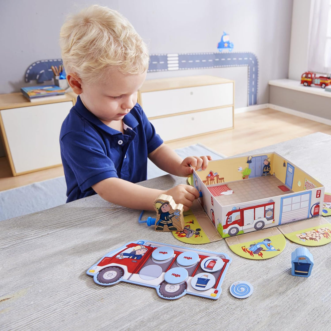 HABA Feuerwehr – Meine ersten Spiele – interaktives Feuerwehr Spielzeug für Kinder ab 2 Jahren, Spie