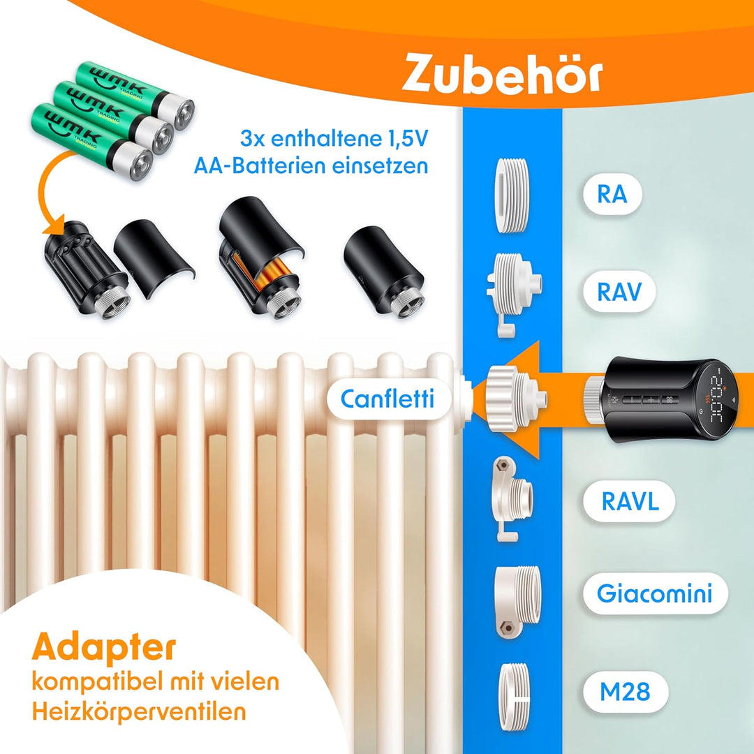 KESSER® Heizkörperthermostat 2er Set WiFi Heizungsregler | Heizungsthermostat WLAN mit Smart Home Ap