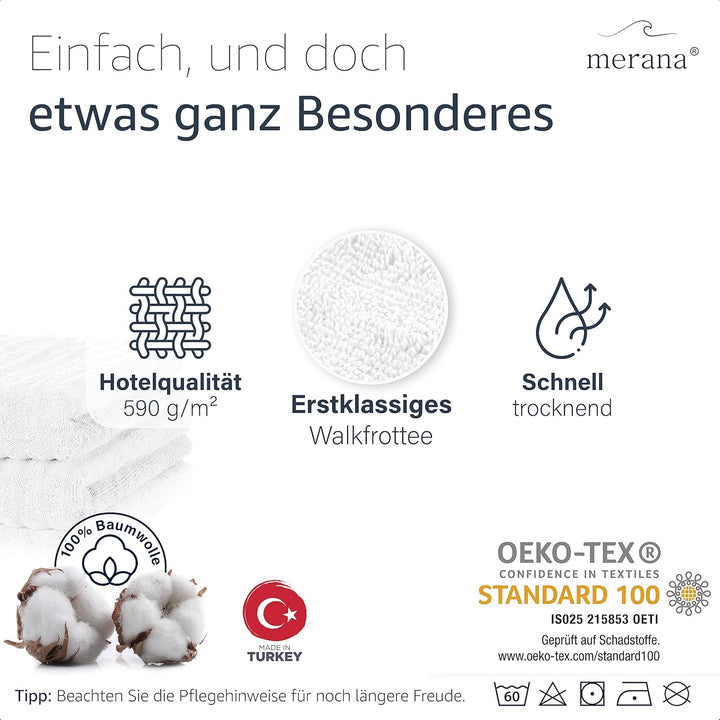 Merana Oslo Handtücher 50x100 cm - 2X Luxus Handtuch - Schnelltrocknendes Handtuch aus 100% feinster