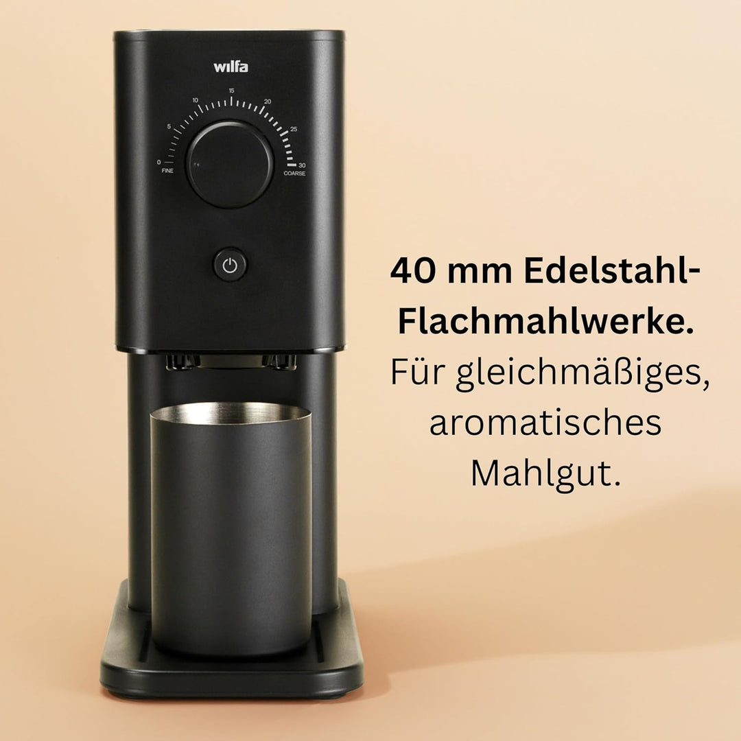 Wilfa ZENSE Kaffeemühle - 30 Mahlgrade - 40mm Edelstahl-Flachmahlwerk - Antistatik - luftdicht versc