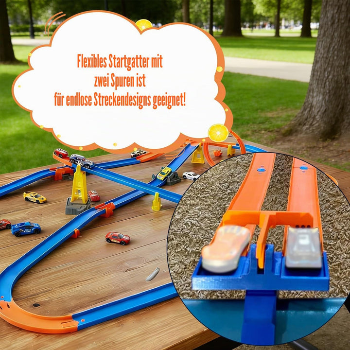 2-Spuriges Startgatter und Streckenklemmen Set für Hot Wheels, Robust aus PLA Kunststoff Startgatter