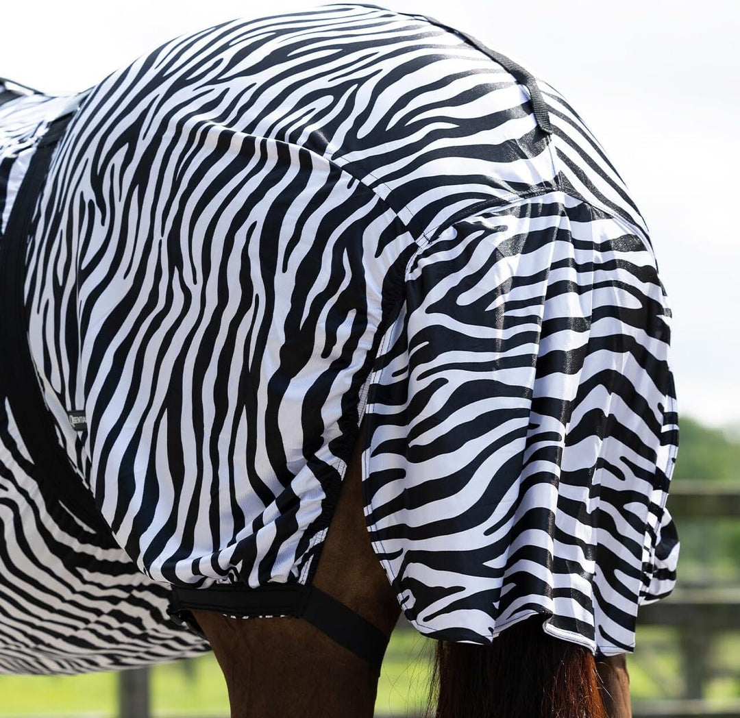 QHP Ekzemdecke mit Hals und abnehmbarem Bauchlatz (145 cm, Zebra) 145 cm zebra, 145 cm zebra