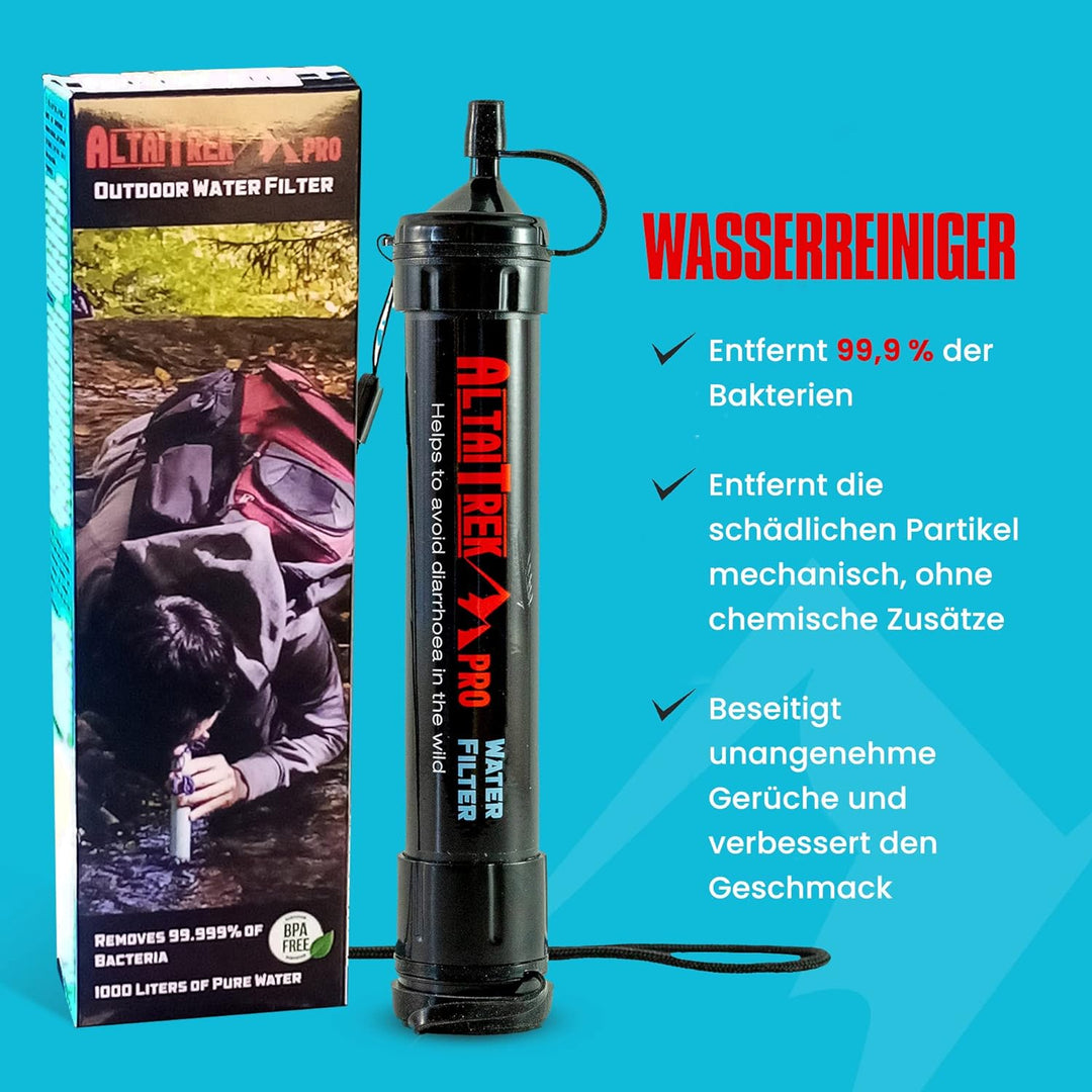 ALTAITREK PRO Wasserfilter Wasserfilter Gerät zur Wasserreinigung Nützlich für Notfälle und Überlebe