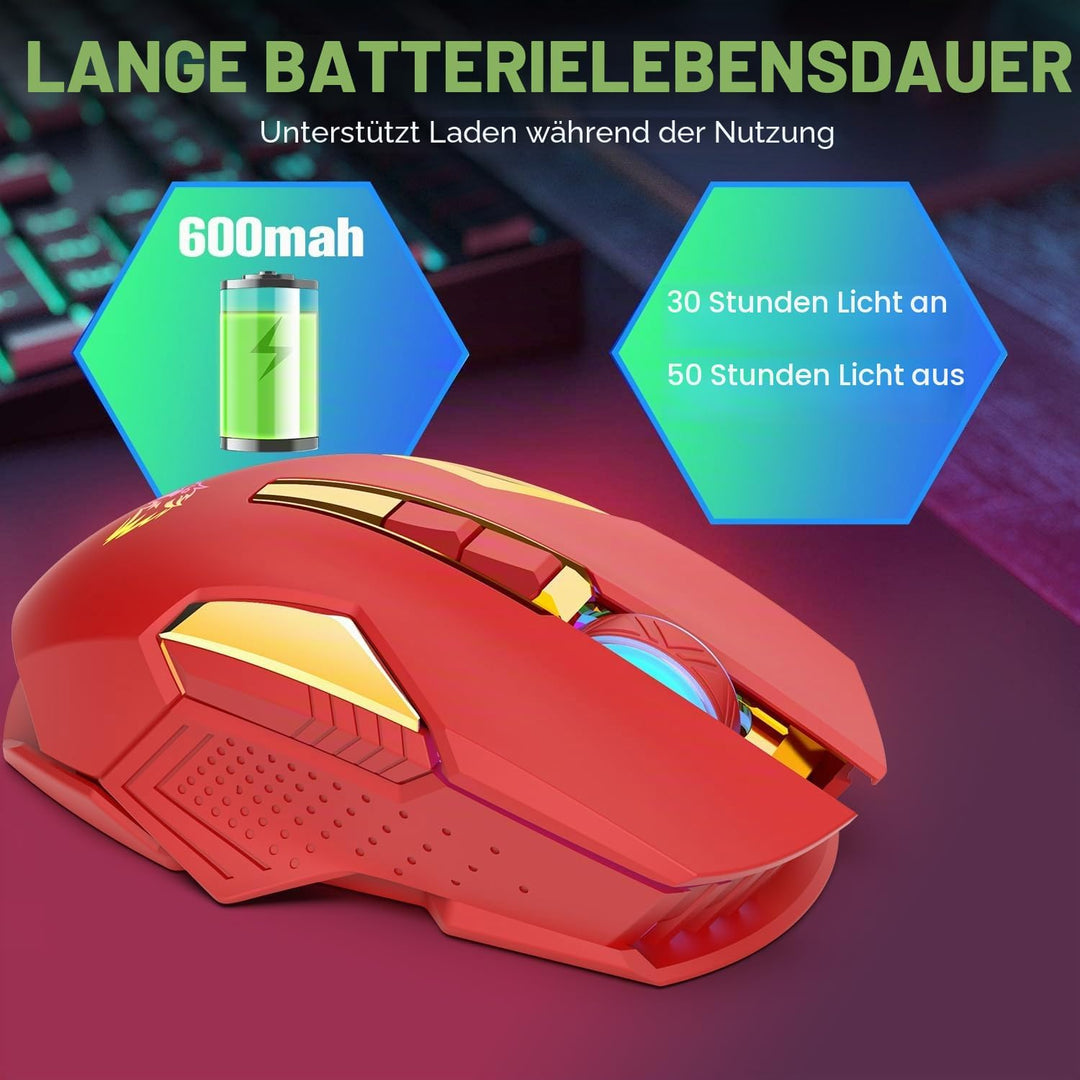 MAGIC-REFINER Kabellose Gaming-Maus, X18-G502, 2,4 G, Computermaus, leises Klicken mit USB-Empfänger