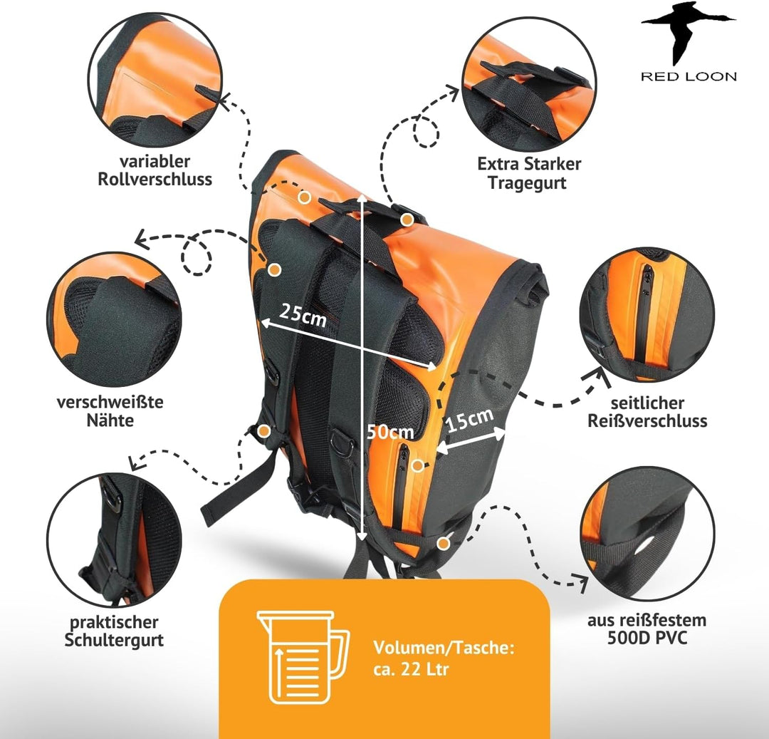 Red Loon Kurier Rucksack Courier Bag Kuriertasche LKW-Plane Backpack Kurierrucksack, Orange