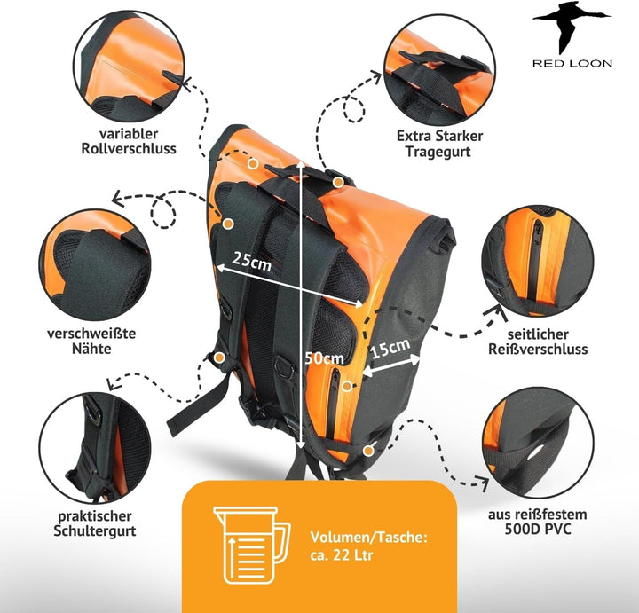 Red Loon Kurier Rucksack Courier Bag Kuriertasche LKW-Plane Backpack Kurierrucksack, Orange