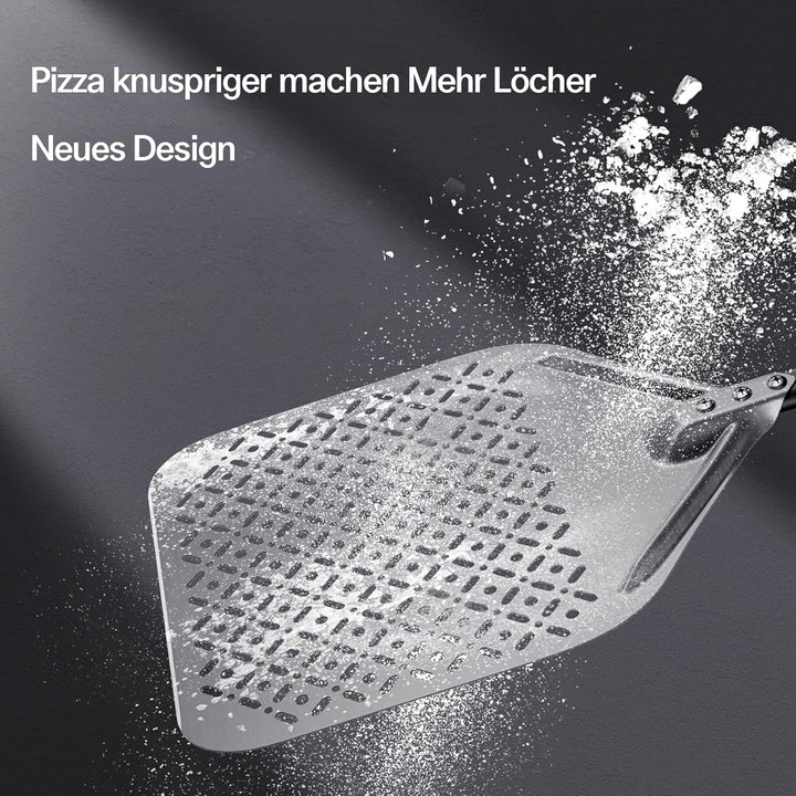 12 Zoll 30cm x 72cm Perforierter Pizzaschieber, Pizzaschaufel aus Hart Eloxiertes Aluminium Rechteck