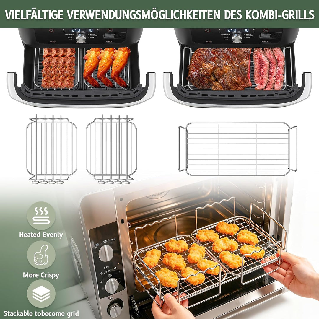 Airfryer Zubehör für Ninja AF500EU Foodi FlexDrawer Dual Zone Ninja Heissluftfritteuse Zubehör mit 1