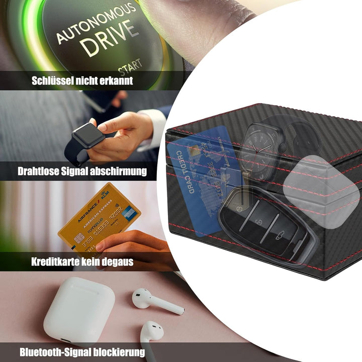 Diyife Autoschlüssel Faraday Box, Keyless Go Schutz Autoschlüssel Box, Premium Leder Anti-Diebstahl