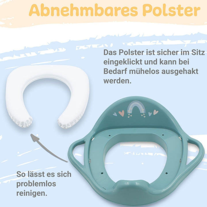Kinder Toilettensitz mit Sitzpolsterung und Griffen! Toilettenaufsatz für Kinder ab 2 Jahre mit Anti