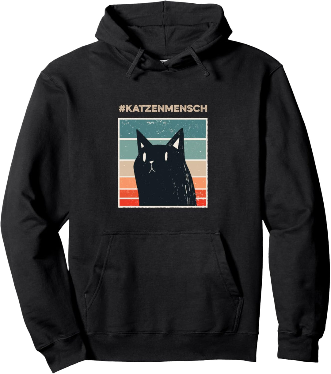 Cooles Katzenmensch Design mit schwarzer Katze Pullover Hoodie