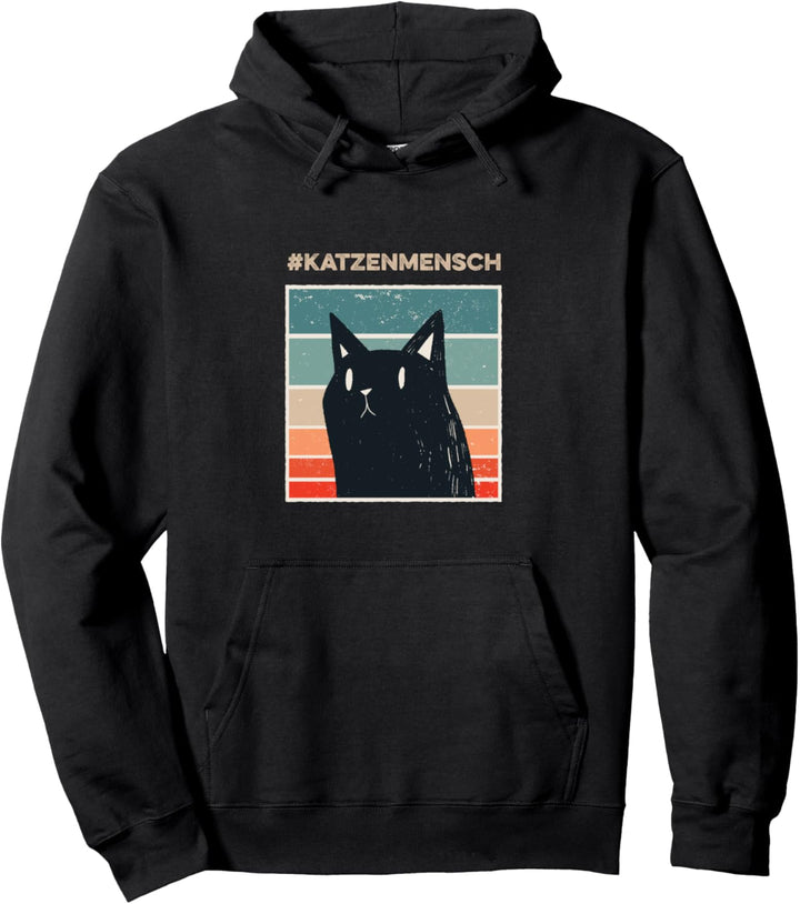 Cooles Katzenmensch Design mit schwarzer Katze Pullover Hoodie