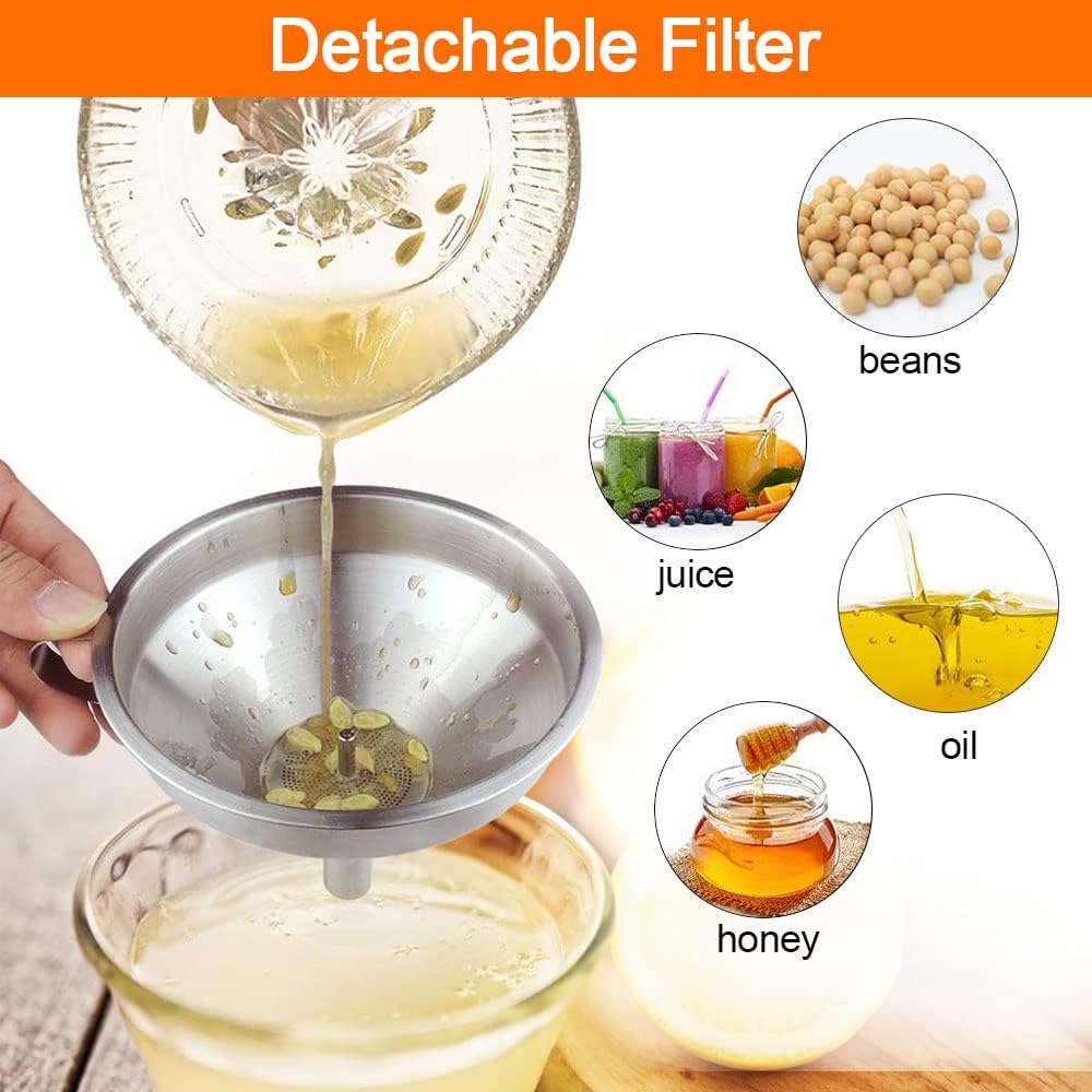 Edelstahl Trichter Set mit Henkel Trichter Gross Marmeladentrichter 300 Mesh Filter Wein Einfülltric