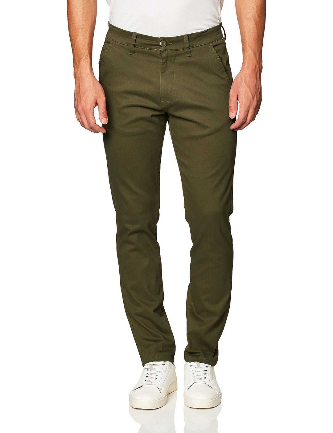 Southpole Herren Flex Stretch Basic Lange Chinohose Lässige Hose 30W / 30L Oliv/Blatt für Mich (Leaf