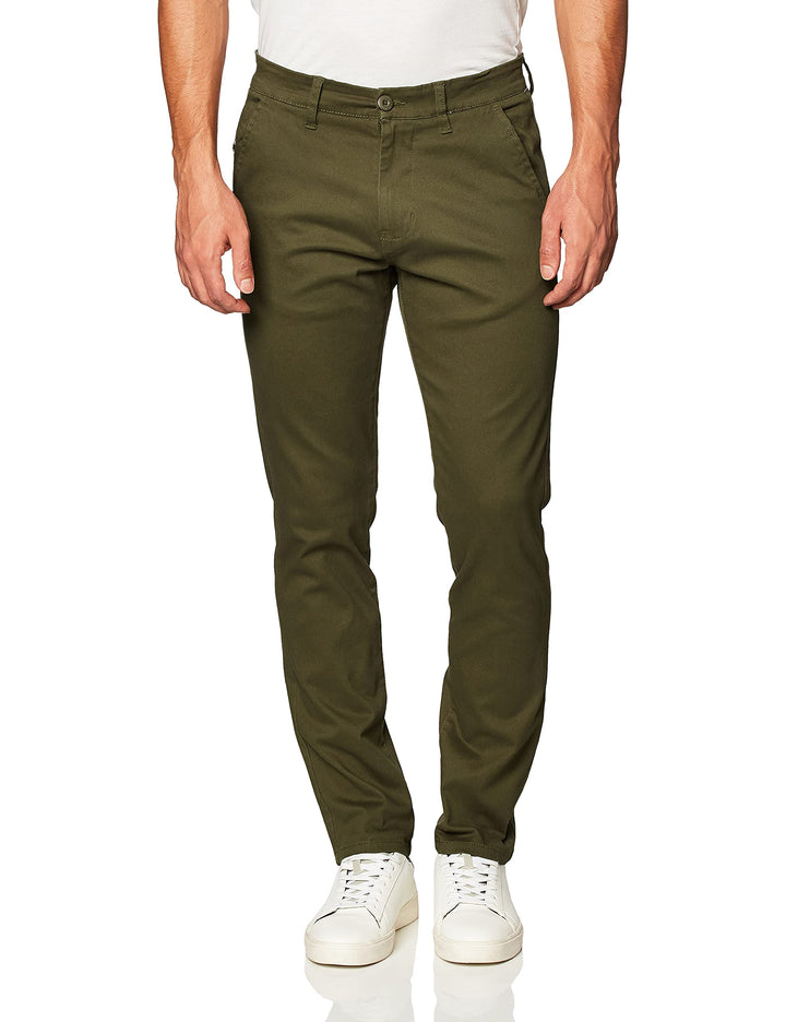Southpole Herren Flex Stretch Basic Lange Chinohose Lässige Hose 30W / 30L Oliv/Blatt für Mich (Leaf