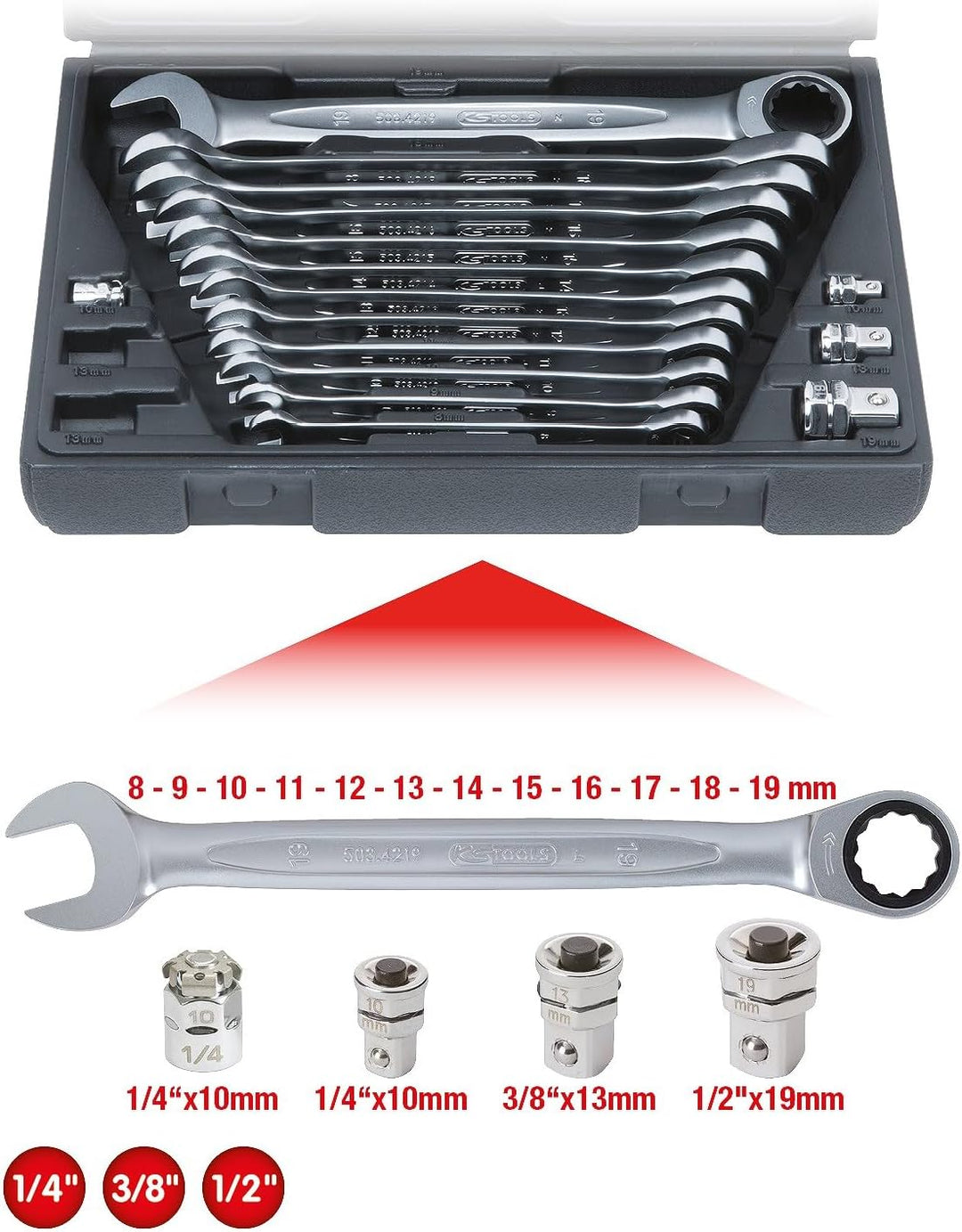 KS Tools 503.4266 GEARplus Ratschenringmaulschlüssel-Satz,