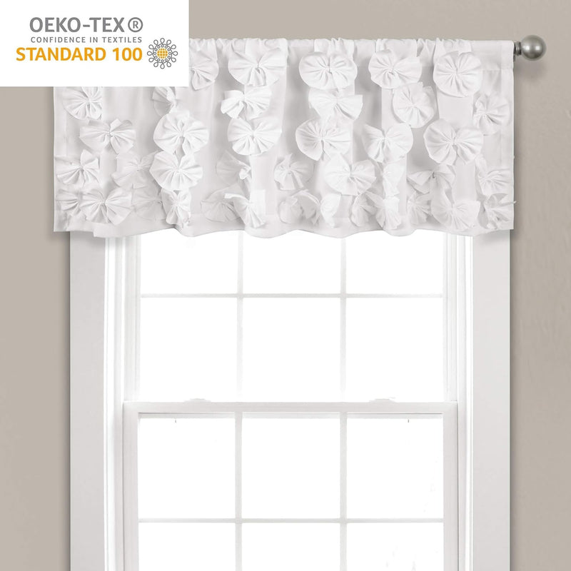 Lush Decor Riley Fenstervorhang, 1 Stück, Polyester, Weiss/opulenter Garten, Valance Weiss/Opulenter