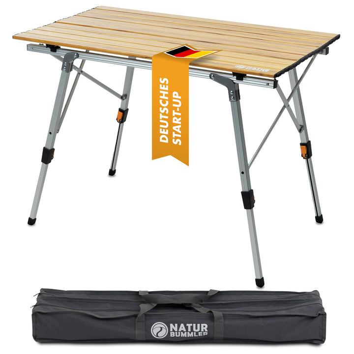 NATURBUMMLER Campingtisch klappbar höhenverstellbar [SOLID-LITEC+] federleichter Aluminium Klapptisc