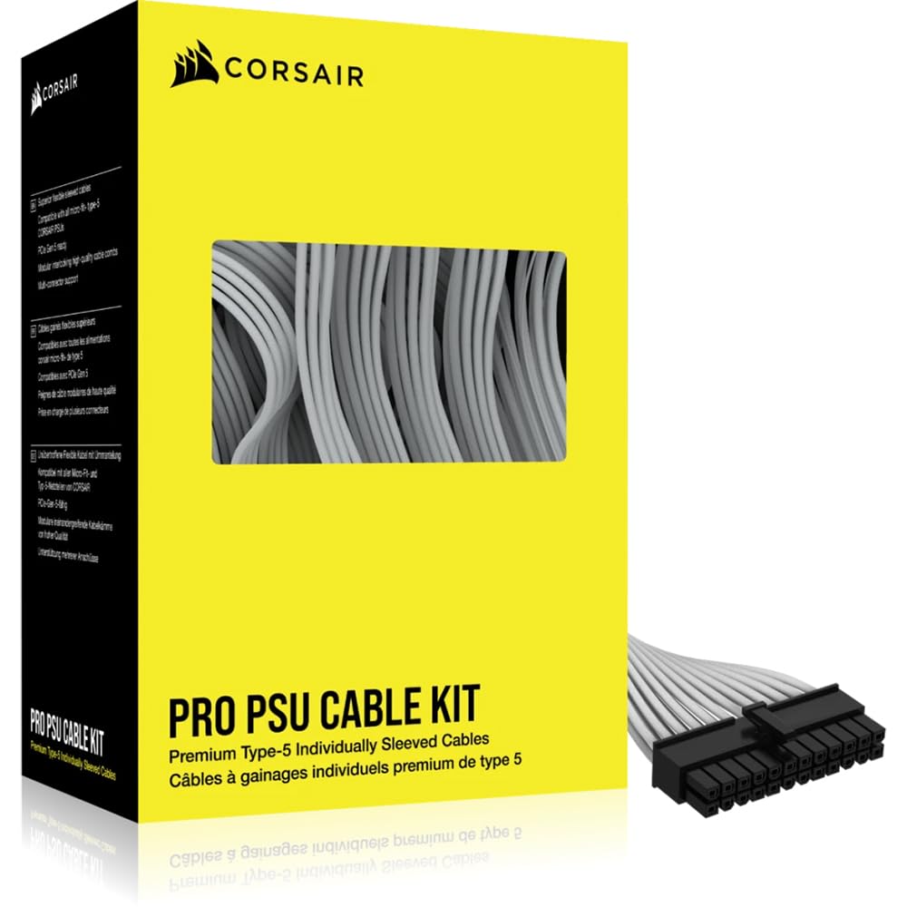 Corsair Premium Einzeln ummantelte Typ-5 PSU-Kabel – Pro Kit – Weiss