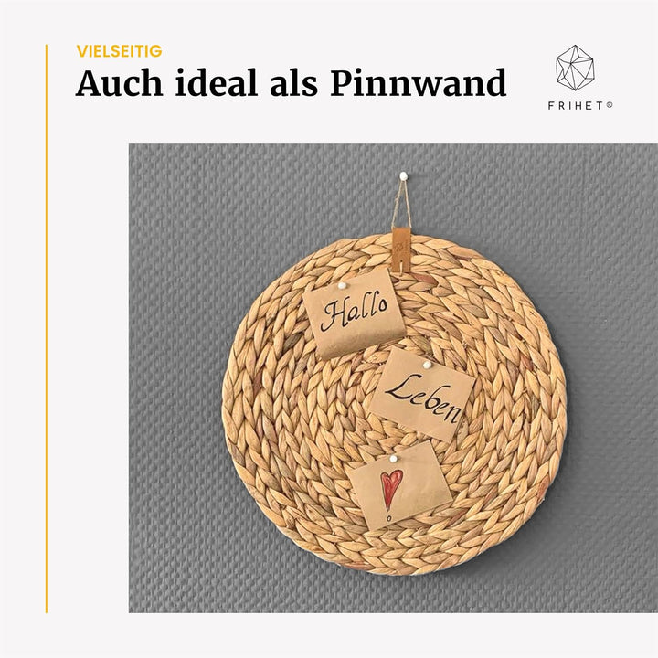FRIHET® runde Platzdeckchen geflochten aus Wasserhyazinthe | naturverbundene Boho-Tischdeko | Tischs