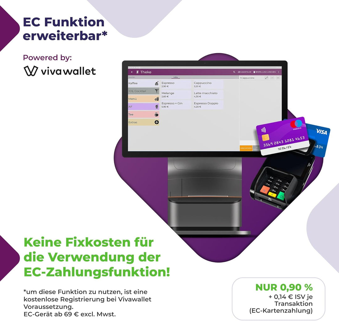 Registrierkasse Kassensystem - Finanzamtkonform 2022 - TSE ready - integrierter Bondrucker - Gastron