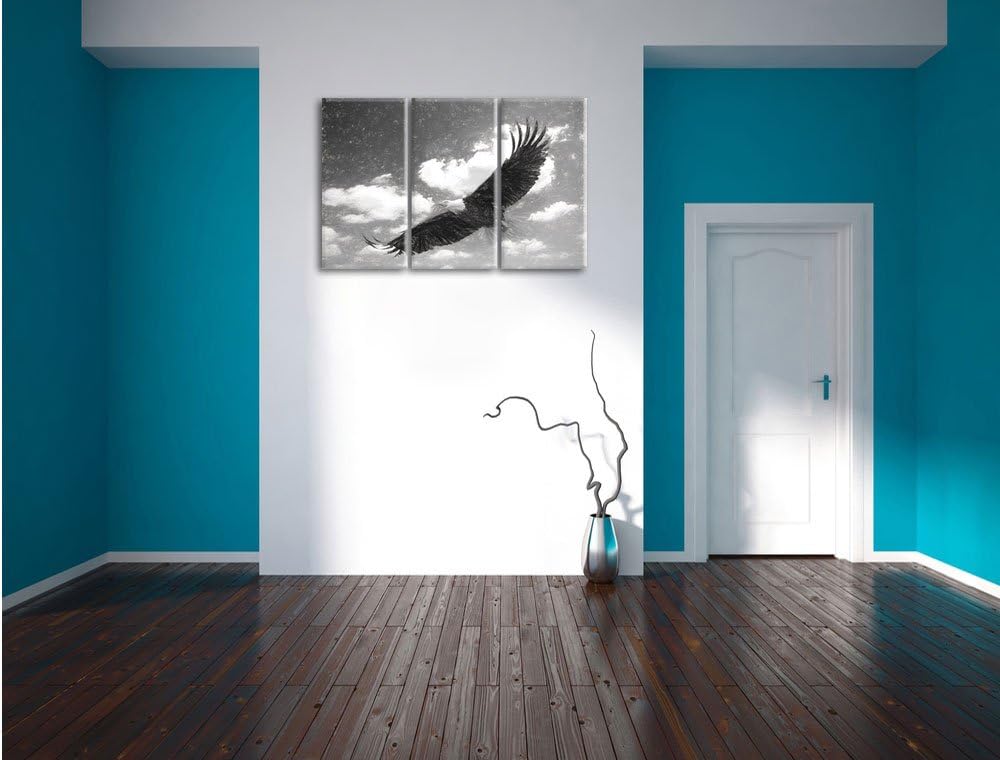 Pixxprint Fliegender Adler als Leinwandbild | Grösse: 3 Teilig (120x80) | Wandbild| Kunstdruck | fer