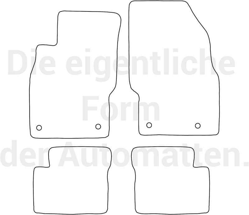 moto-MOLTICO Fussmatten Auto Velours Autoteppiche Schwarz Automatten Set 4-teilig passend für Opel A