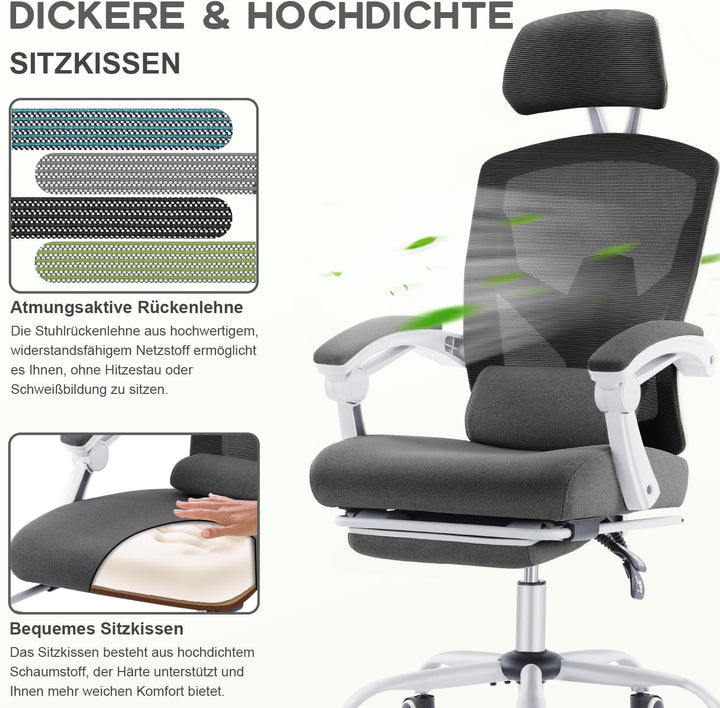 DUMOS Bürostuhl Ergonomisch - Ein Schreibtischstuhl mit Komfortarmlehnen, Ausgestattet mit Einer Beq