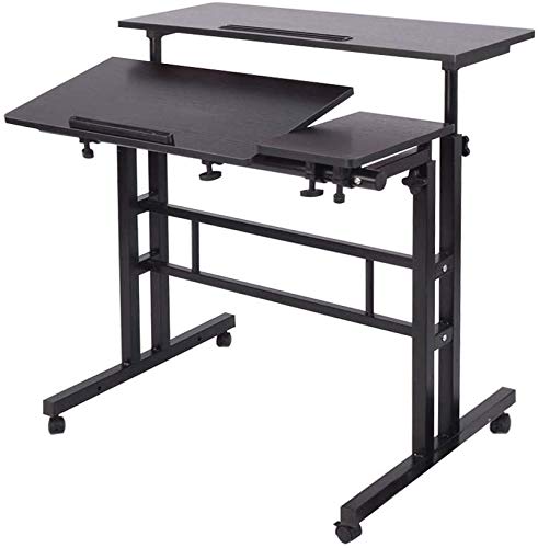 sogesfurniture höhenverstellbar Computertisch Laptoptisch mit Rollen, Mobiler Schreibtisch PC Tisch