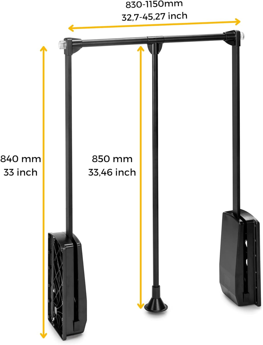 Emuca - Kleiderlift für Schrank, Ausziehbarer Kleiderlift 830-1150mm Breite, Schrankinnenseiten Mont