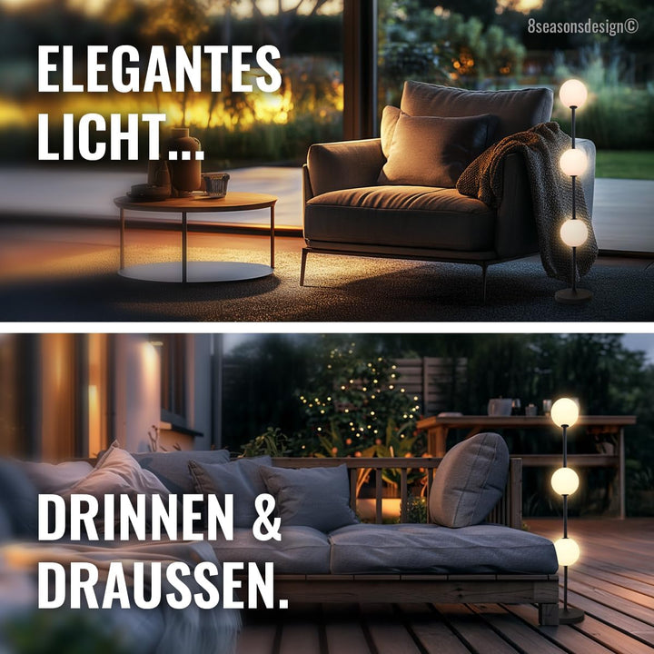 8 seasons design LED Akku Stehlampe, innen & aussen, 78,5cm - Glowing Elegance - dimmbar, Licht warm