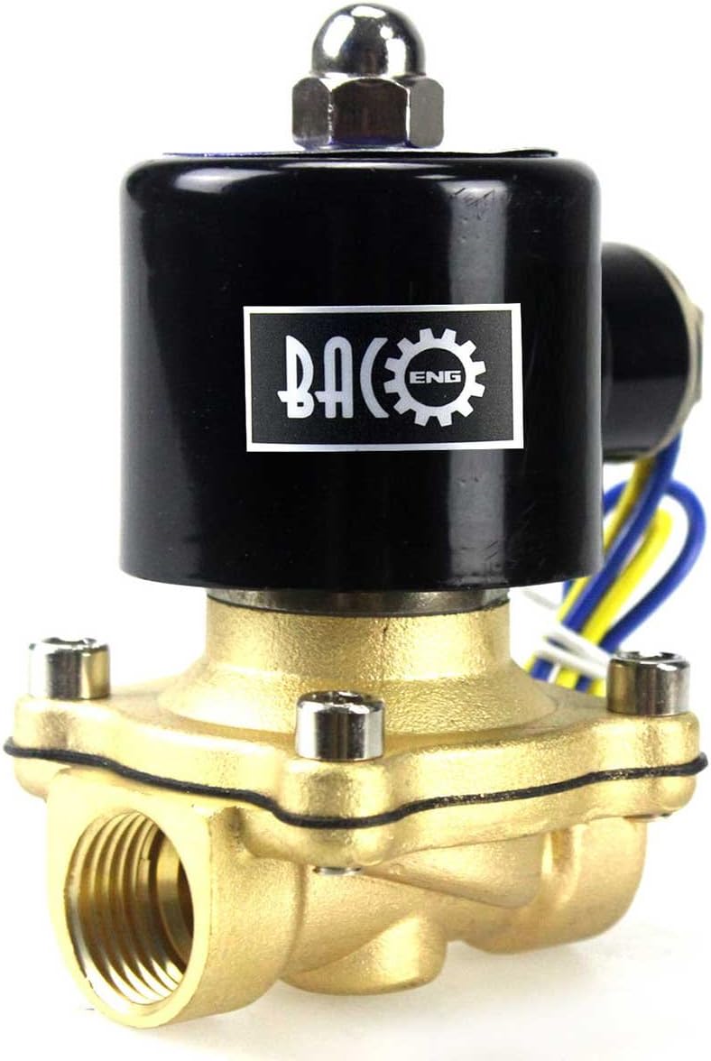 BACOENG DC12V 1/2" Messing/Edelstahl Elektrisches Magnetventil Wasser Gas NC(1/4" 3/4" 1")