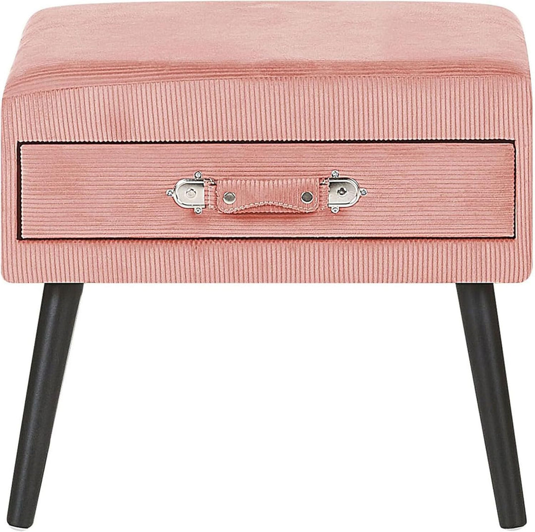 Lustiger Nachttisch 1 Schublade Koffer-Optik Cord rosa Eurostar
