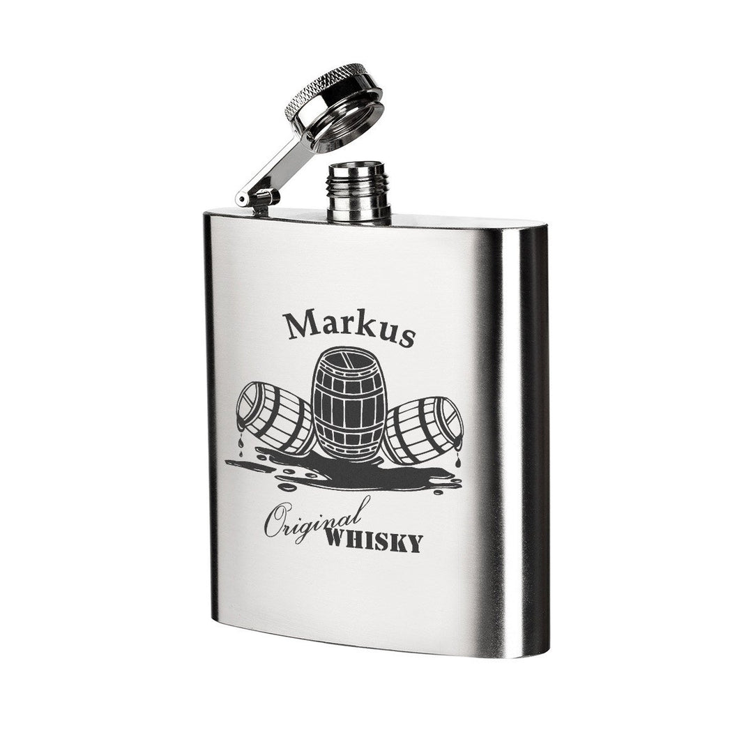 polar-effekt Edelstahl Flachmann mit Personalisierte Gravur - Schnapsflasche 200 ml Geschenk für Män