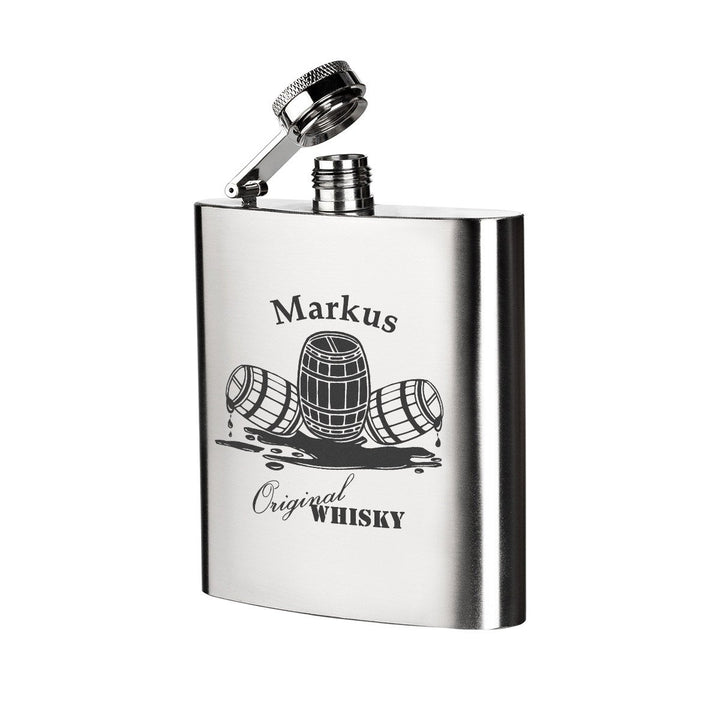 polar-effekt Edelstahl Flachmann mit Personalisierte Gravur - Schnapsflasche 200 ml Geschenk für Män