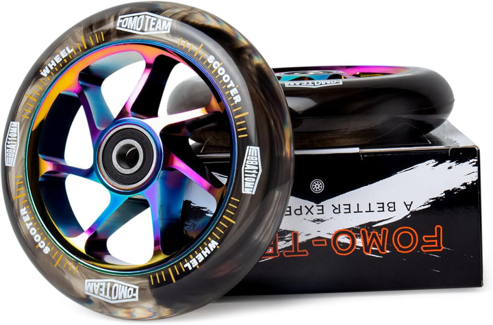 fomo team Pro Stunt-Scooter-Räder, 110 mm x 24 mm, Aquarell-Effekt, mit ABEC-9-Kugellager, installie