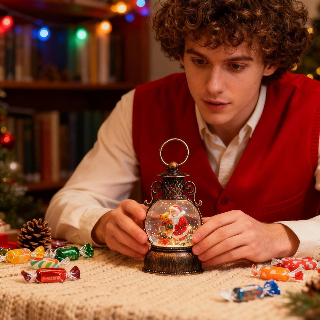 Leuchtende Weihnachtskugel | 6-Stunden Timer mit Musik | Weihnachtliche Leuchtende Schneekugel Dekor