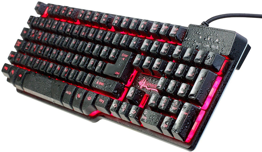 GeneralKeys LED Tastatur: Halbmechanische USB-Gaming-Tastatur, 7-farbig beleuchtet, wasserfest (Tast