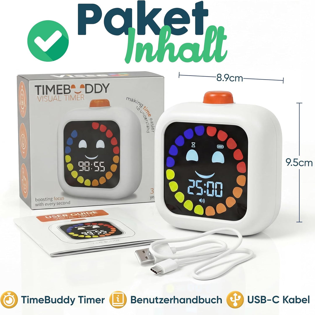 Digitaler Visueller Timer für Kinder - Wiederaufladbar, Geräuschlos 99-Minuten-Kinder-Timer für Schu