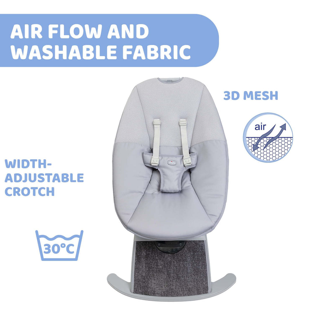 Chicco Comfy Wave, Elektronische Babywippe, Babyschaukel, mit Bewegungen und Melodien, verstellbare